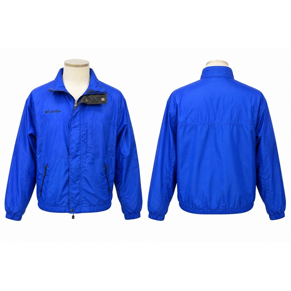 Vintage Columbia Jacket Mens XL Blue Hooded Nylon Windbreaker 90s